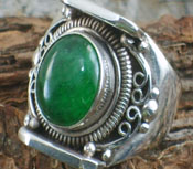 Ring Green Saphire Tibetan- sz 9 1/2+